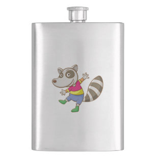 Raccoon cartoon hip flask