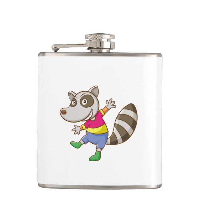 Raccoon cartoon hip flask (Front)