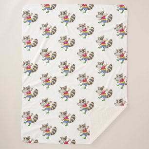 Raccoon cartoon sherpa blanket