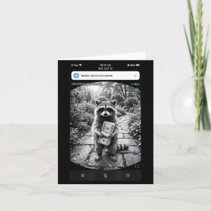 Raccoon Cash Door Camera Meme Design Card