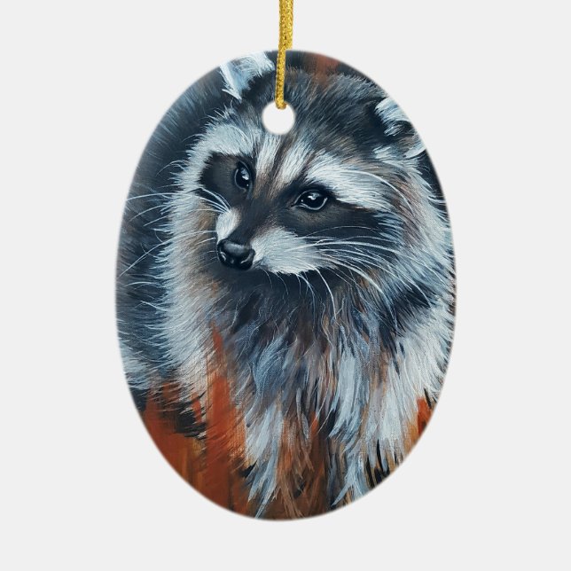 Raccoon Ceramic Ornament (Front)