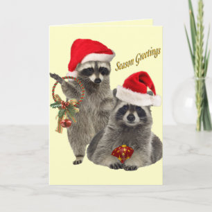 Raccoon Christmas A Time For Fun Holiday Card