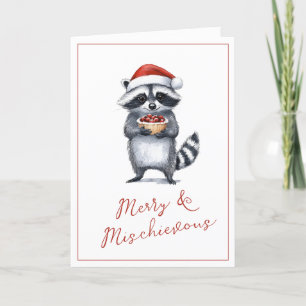 Raccoon Christmas Greetings Cute Holiday Card
