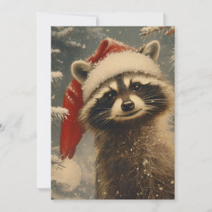 Raccoon Christmas Holiday Card
