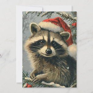 Raccoon Christmas Holiday Card