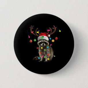 Raccoon Christmas Lights Funny Xmas Party Family M 2 Inch Round Button