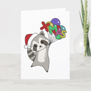 Raccoon Christmas Snow Winter Raccoons Adult Cloth Holiday Card