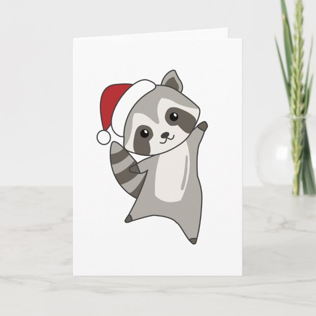 Raccoon Christmas Snow Winter Raccoons Card (Front)