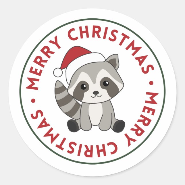 Raccoon Christmas Snow Winter Raccoons Classic Rou Classic Round Sticker (Front)