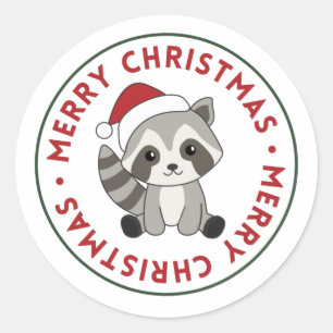 Raccoon Christmas Snow Winter Raccoons Classic Rou Round Sticker