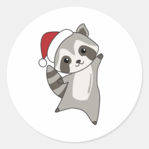 Raccoon Christmas Snow Winter Raccoons Classic Round Sticker