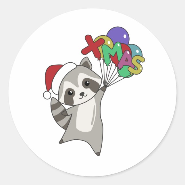 Raccoon Christmas Snow Winter Raccoons Classic Round Sticker (Front)