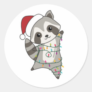 Raccoon Christmas Snow Winter Raccoons Classic Round Sticker
