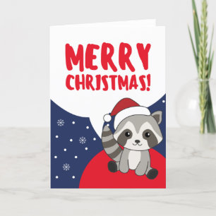 Raccoon Christmas Snow Winter Raccoons Holiday Car Card