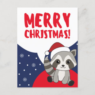 Raccoon Christmas Snow Winter Raccoons Holiday Pos Postcard