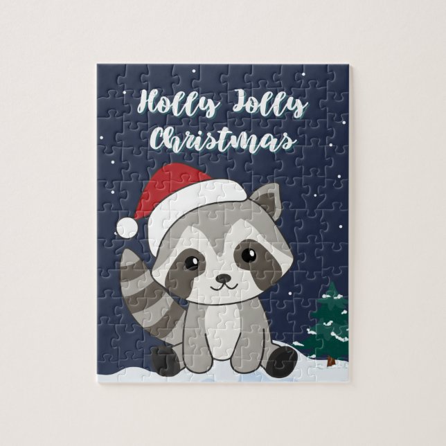 Raccoon Christmas Snow Winter Raccoons Jigsaw Puzz Jigsaw Puzzle (Vertical)