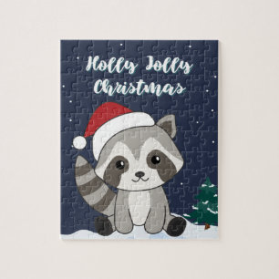 Raccoon Christmas Snow Winter Raccoons Jigsaw Puzz Puzzle