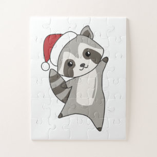 Raccoon Christmas Snow Winter Raccoons Jigsaw Puzzle