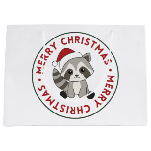 Raccoon Christmas Snow Winter Raccoons Large Gift  Bag