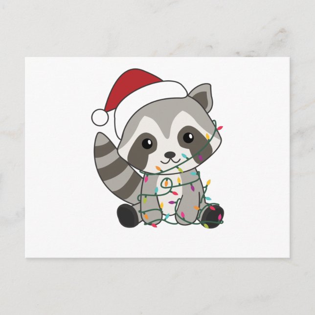 Raccoon Christmas Snow Winter Raccoons Postcard (Front)