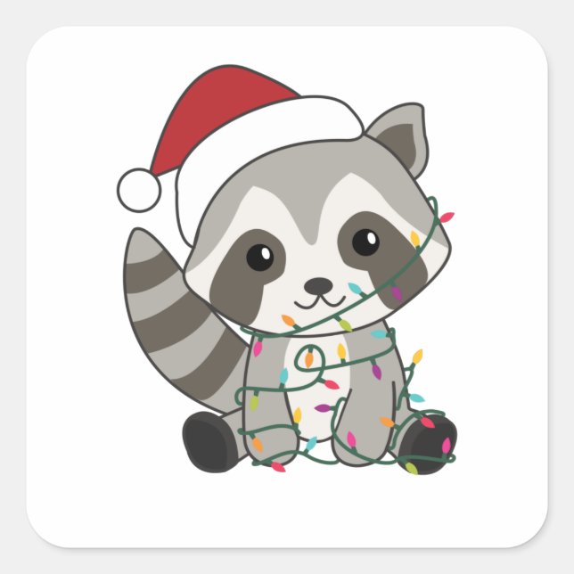 Raccoon Christmas Snow Winter Raccoons Square Sticker (Front)