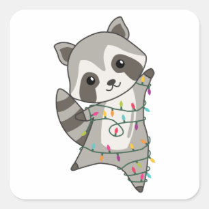 Raccoon Christmas Snow Winter Raccoons Square Sticker