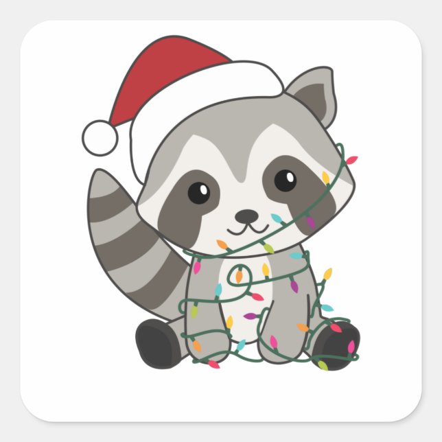 Raccoon Christmas Snow Winter Raccoons Square Sticker (Front)