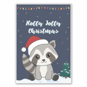 Raccoon Christmas Snow Winter Raccoons Sticker
