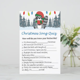 Raccoon christmas song quiz game