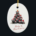 Raccoon Christmas Tree Cute Personalized Name Ceramic Ornament<br><div class="desc">Raccoons Christmas Tree Greetings Cute Holiday Card with personalized text on the back.</div>