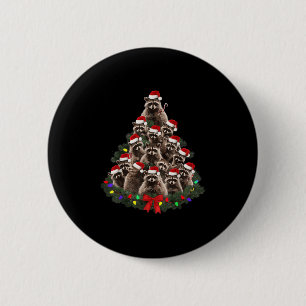 Raccoon Christmas Tree Lights Pajama Racoon Lover  2 Inch Round Button