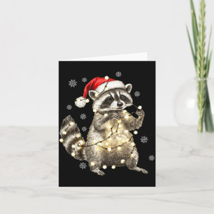 Raccoon Christmas Tree Lights Pajama Racoon Lover  Card