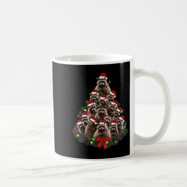 Raccoon Christmas Tree Lights Pajama Racoon Lover  Coffee Mug (Right)