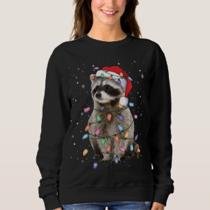 Raccoon Christmas Tree Lights Pajama Racoon Lover Sweatshirt