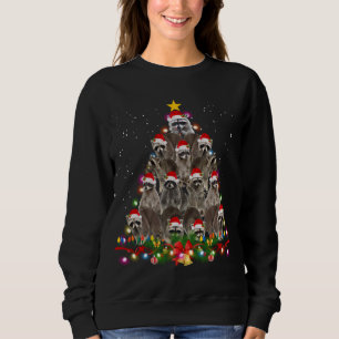 Raccoon Christmas Tree Lights Pajama Racoon Lover Sweatshirt