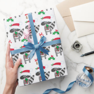 Raccoon Christmas Wrapping Paper