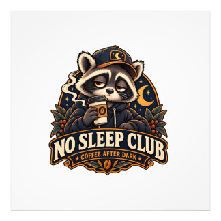 Raccoon Coffee Society Retro Photo Print
