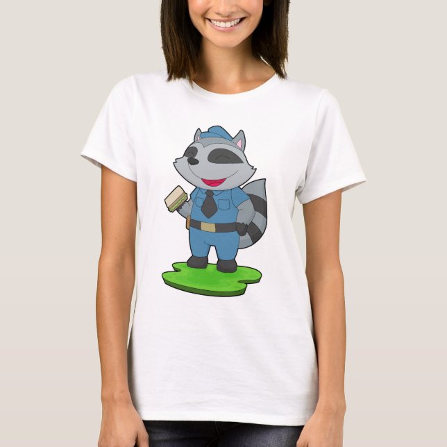 Raccoon Cop Sandwich Police T-Shirt (Front)