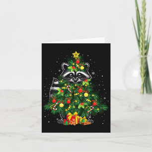 Raccoon Cosplay Xmas Tree Matching Animal Lover Ki Card