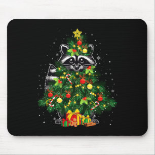 Raccoon Cosplay Xmas Tree Matching Animal Lover Ki Mouse Pad