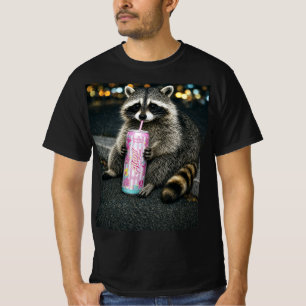 Raccoon Cotton Candy Drink Graphic Tee, Fun Animal T-Shirt
