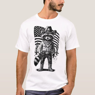  Raccoon Cowboy  Trash Panda Usa Western Country T-Shirt