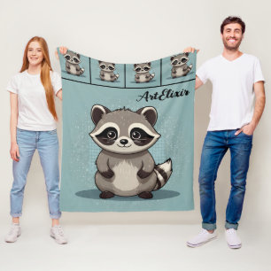 Raccoon Cute Kawaii Standing Print Fleece Blanket