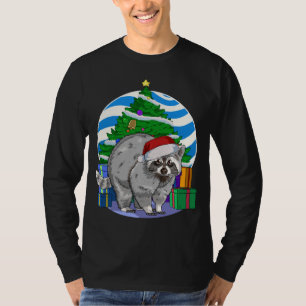 Raccoon Cute Santa Christmas Tree Decor T-Shirt