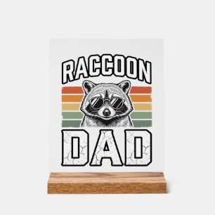 Raccoon Dad Vintage Engraving Retro Vector Design_ Acrylic Sign