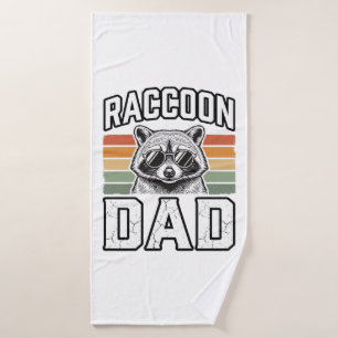Raccoon Dad Vintage Engraving Retro Vector Design_ Bath Towel