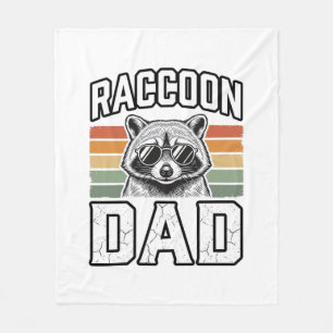 Raccoon Dad Vintage Engraving Retro Vector Design_ Fleece Blanket