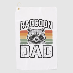 Raccoon Dad Vintage Engraving Retro Vector Design_ Golf Towel