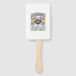 Raccoon Dad Vintage Engraving Retro Vector Design_ Hand Fan