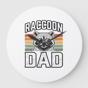Raccoon Dad Vintage Engraving Retro Vector Design_ Large Clock